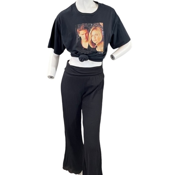 Elan Wide Leg Black Crinkle Trousers Woman’s Size Large - Picture 7 of 15